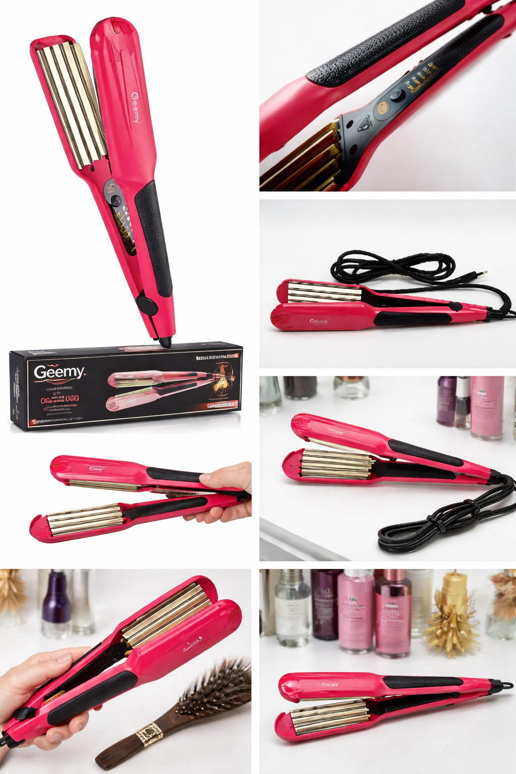 Plancha Geemy Cabello liso, brillante y con acabado profesional